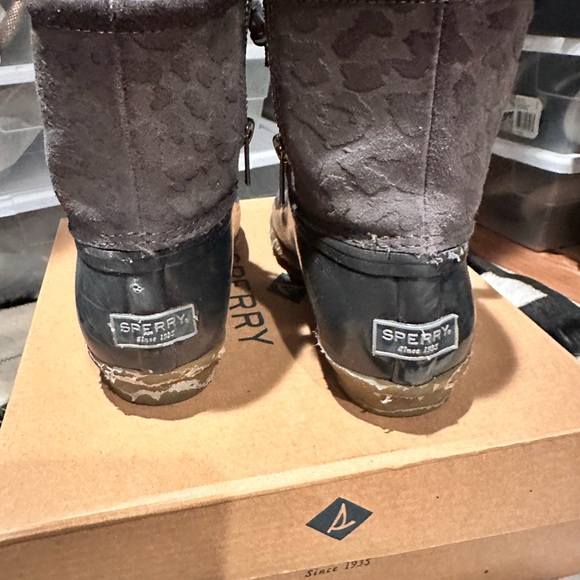 Sperry Duckboots charcoal grey leopard print - Picture 5 of 5